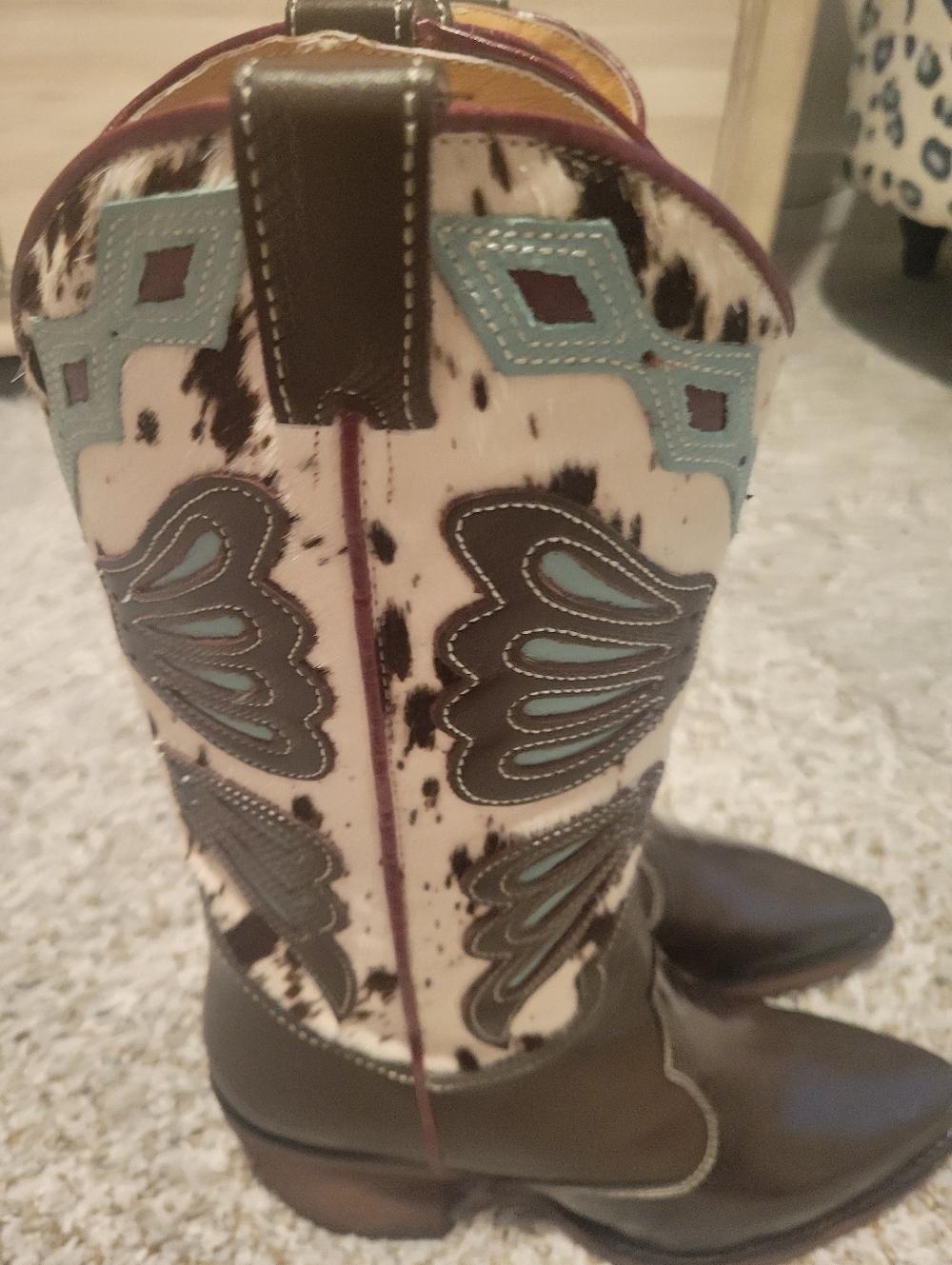 NWOB!!!!! STEVE MADDEN Women's Brown and Turquoise Western Cowboy Boots - Picture 3 of 10